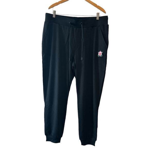 Badgley Mischka Black French Terry Joggers Pants with Pockets Size Medium NWT - Picture 2 of 9